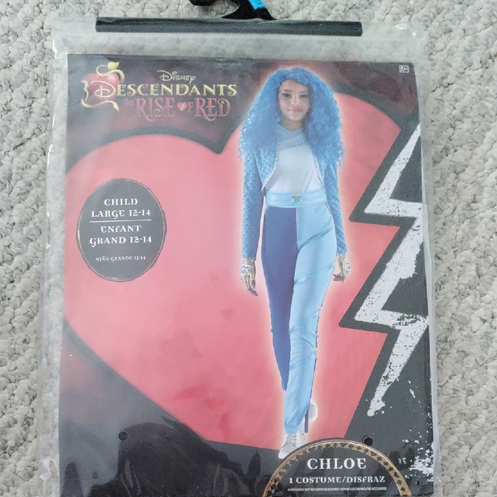 New Unopened Disney Descendants Blue Chloe Costume for Kids Size L 12-14